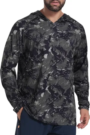 Men's UPF 50  Sun Protection Hoodie Shirts Long Sleeve Rash Guard Fishing Hiking SPF UV Shirt Quick Dry