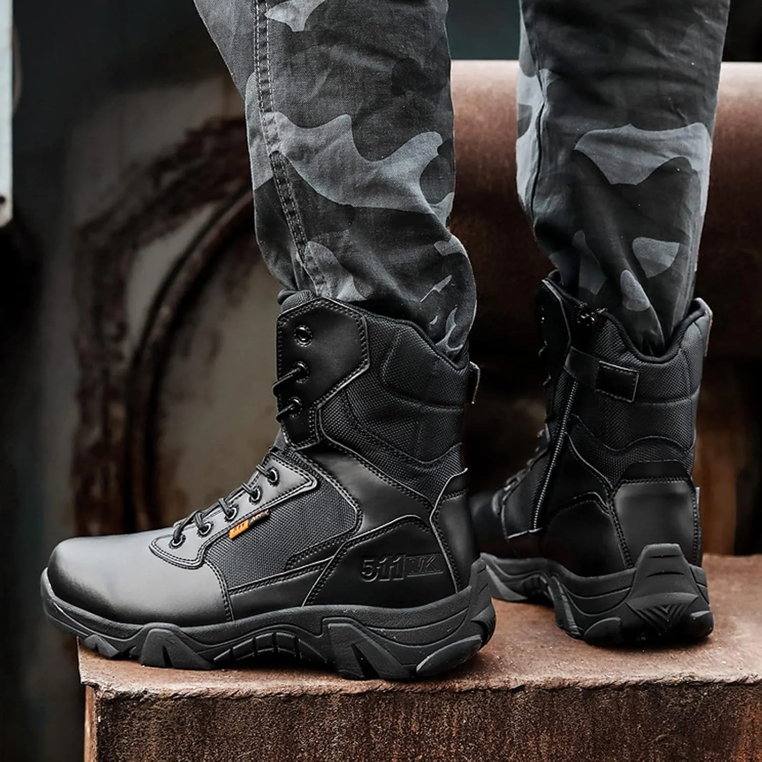 Mens Waterproof Walking Boots Sports Lace-up ​Travel Boots Outdoor Hiking Trekking Backpacking Shoe-Black||EU41/US8