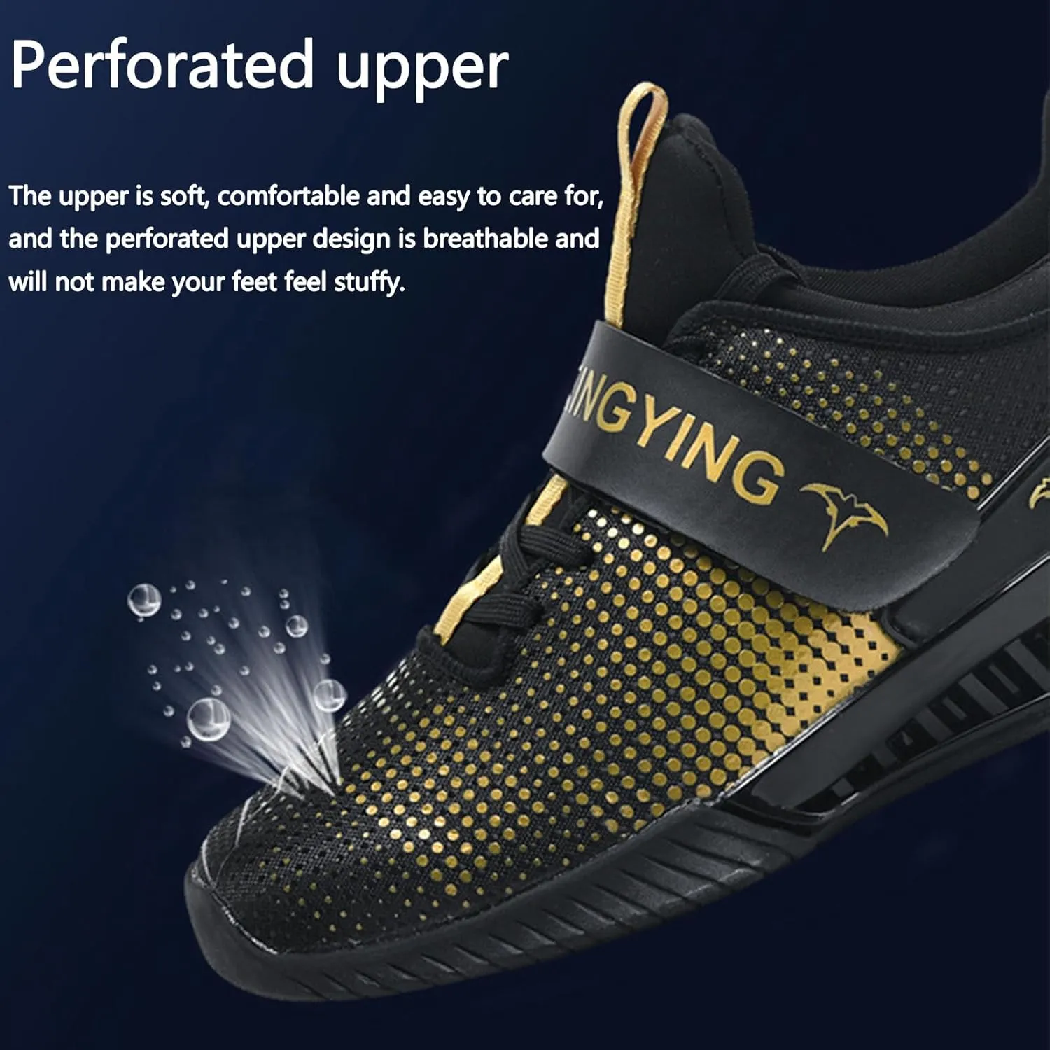 Men's Weightlifting Shoes with Rubber Non-Slip Sole Deadlift Fitness Cross-Trainer Sneakers for Weight Training Weightlifting and Strength Training