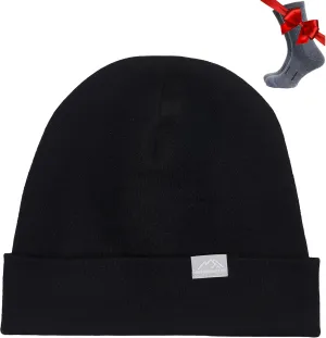 Merino Wool Beanie Men and Women – Cuff Merino Wool Hats for Men and Women - Unisex Adult Beanie Hat and Socks
