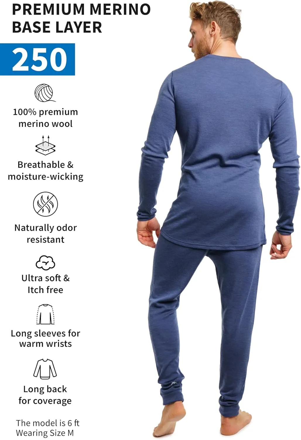 Merino.tech Merino Wool Base Layer Mens Set - Heavyweight, Midweight, Lite Merino Wool Thermal Underwear For Men Top, Bottom