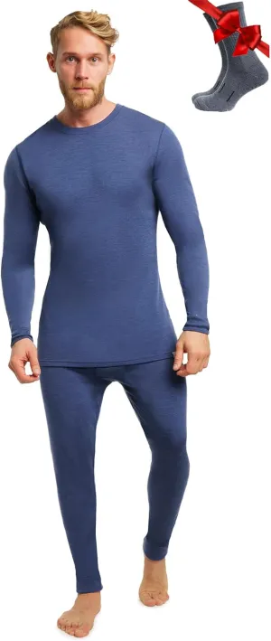 Merino.tech Merino Wool Base Layer Mens Set - Heavyweight, Midweight, Lite Merino Wool Thermal Underwear For Men Top, Bottom