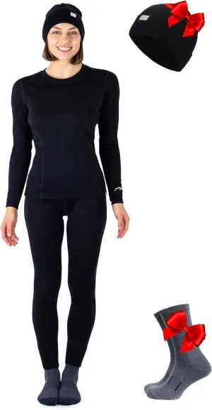 Merino.tech Merino Wool Base Layer Women Set - Heavyweight, Lite, Midweight Merino Thermal Underwear For Women Top, Bottom