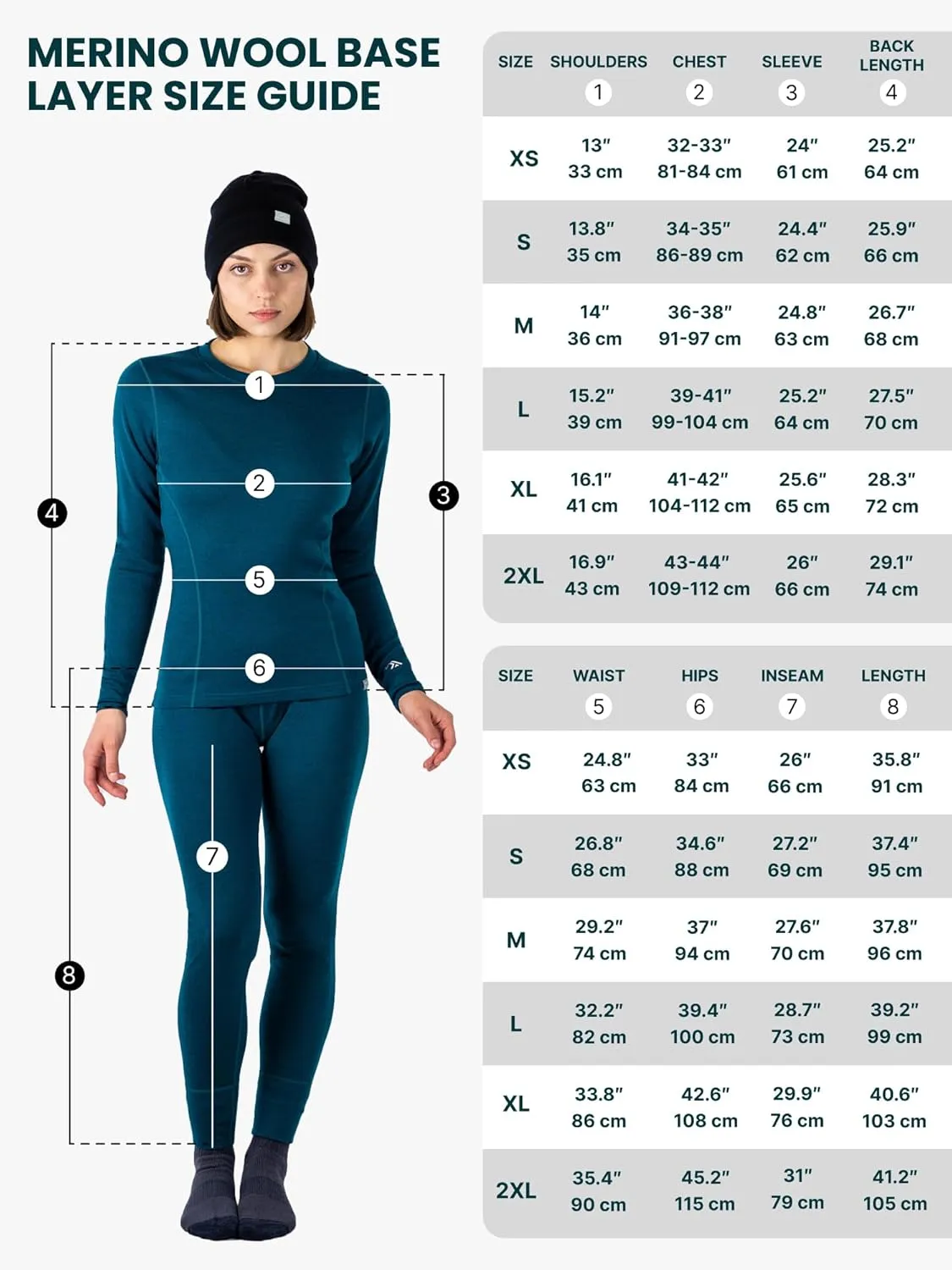 Merino.tech Merino Wool Base Layer Women Set - Heavyweight, Lite, Midweight Merino Thermal Underwear For Women Top, Bottom