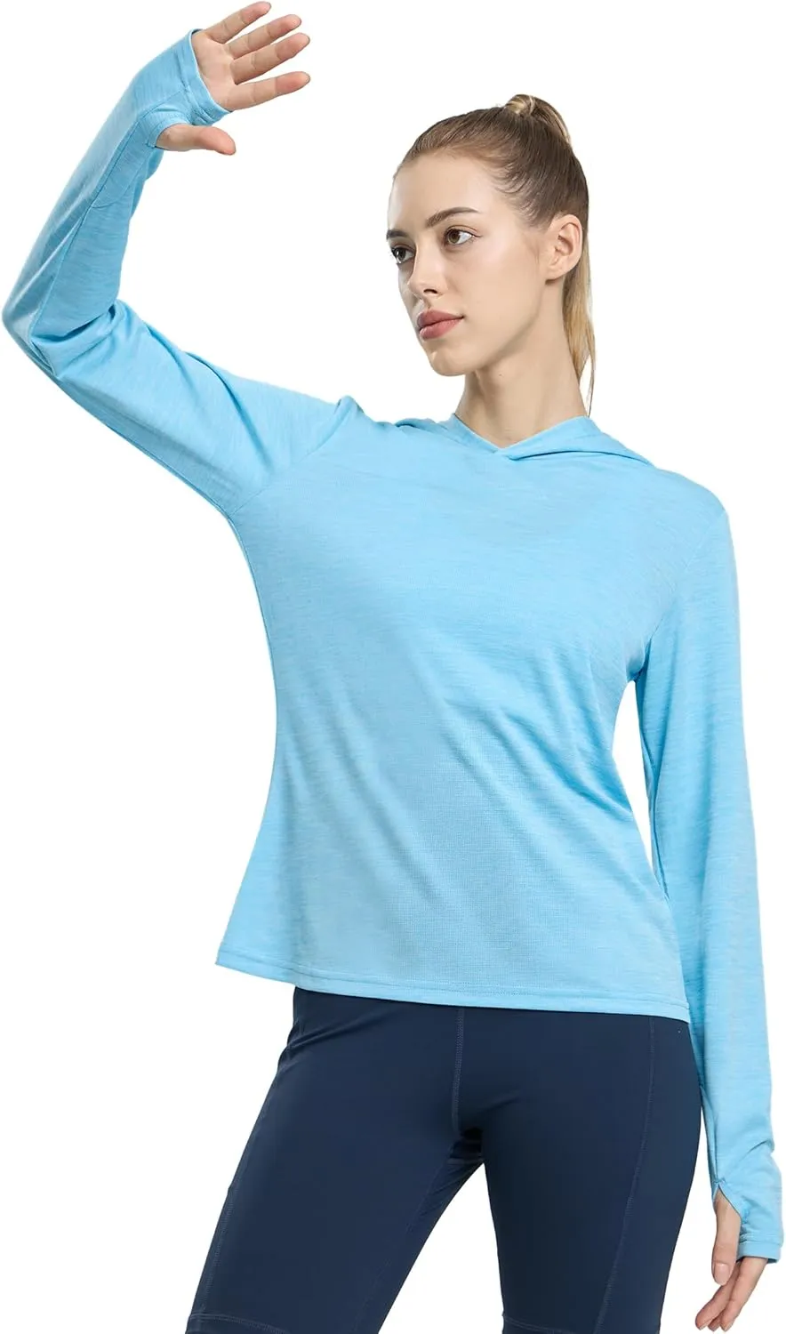 MIER Women's Long Sleeve Workout Shirts Sun Protection Hoodie UPF 50  UV Shirt for Fishing Hiking Running, Lightweight