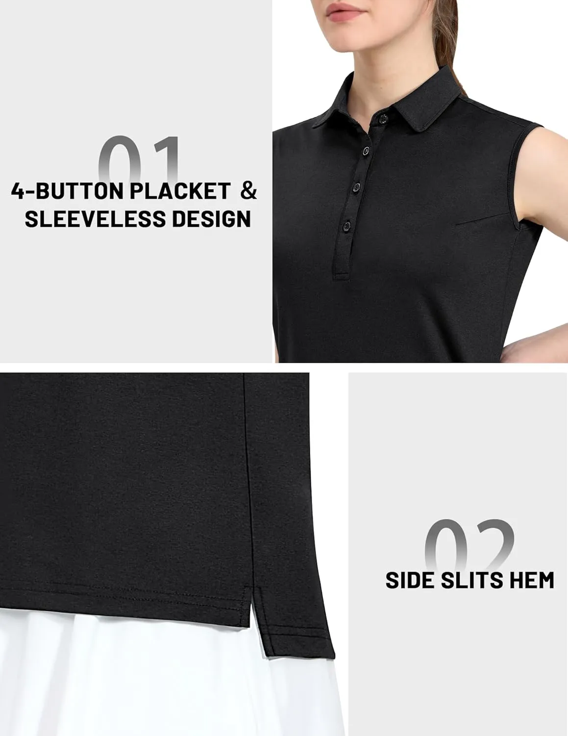 MIER Women's Sleeveless Golf Polo Shirts Athletic Tennis Collared Tank Tops, Quick Dry, UPF 50 