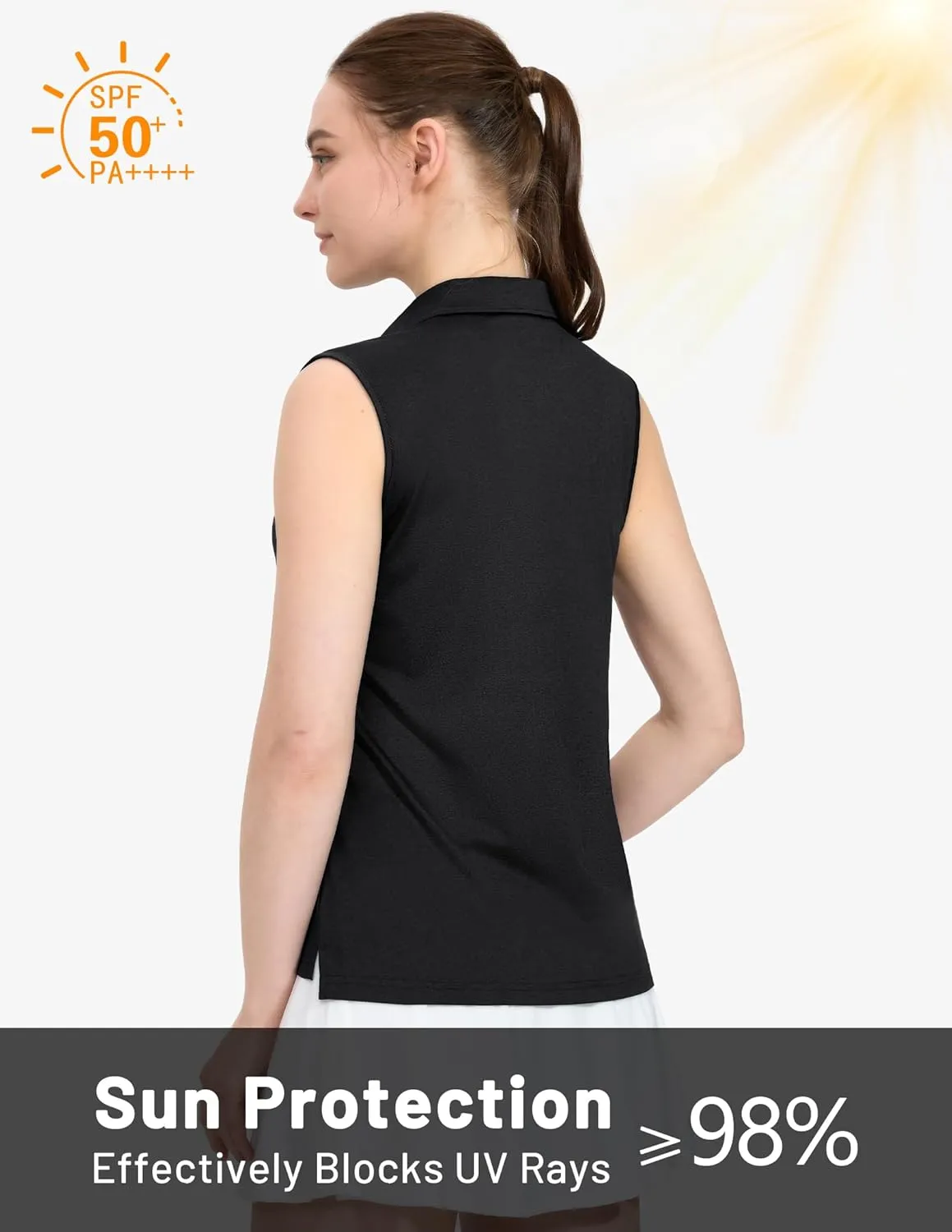 MIER Women's Sleeveless Golf Polo Shirts Athletic Tennis Collared Tank Tops, Quick Dry, UPF 50 