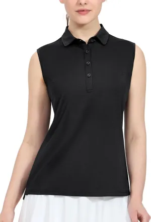 MIER Women's Sleeveless Golf Polo Shirts Athletic Tennis Collared Tank Tops, Quick Dry, UPF 50 