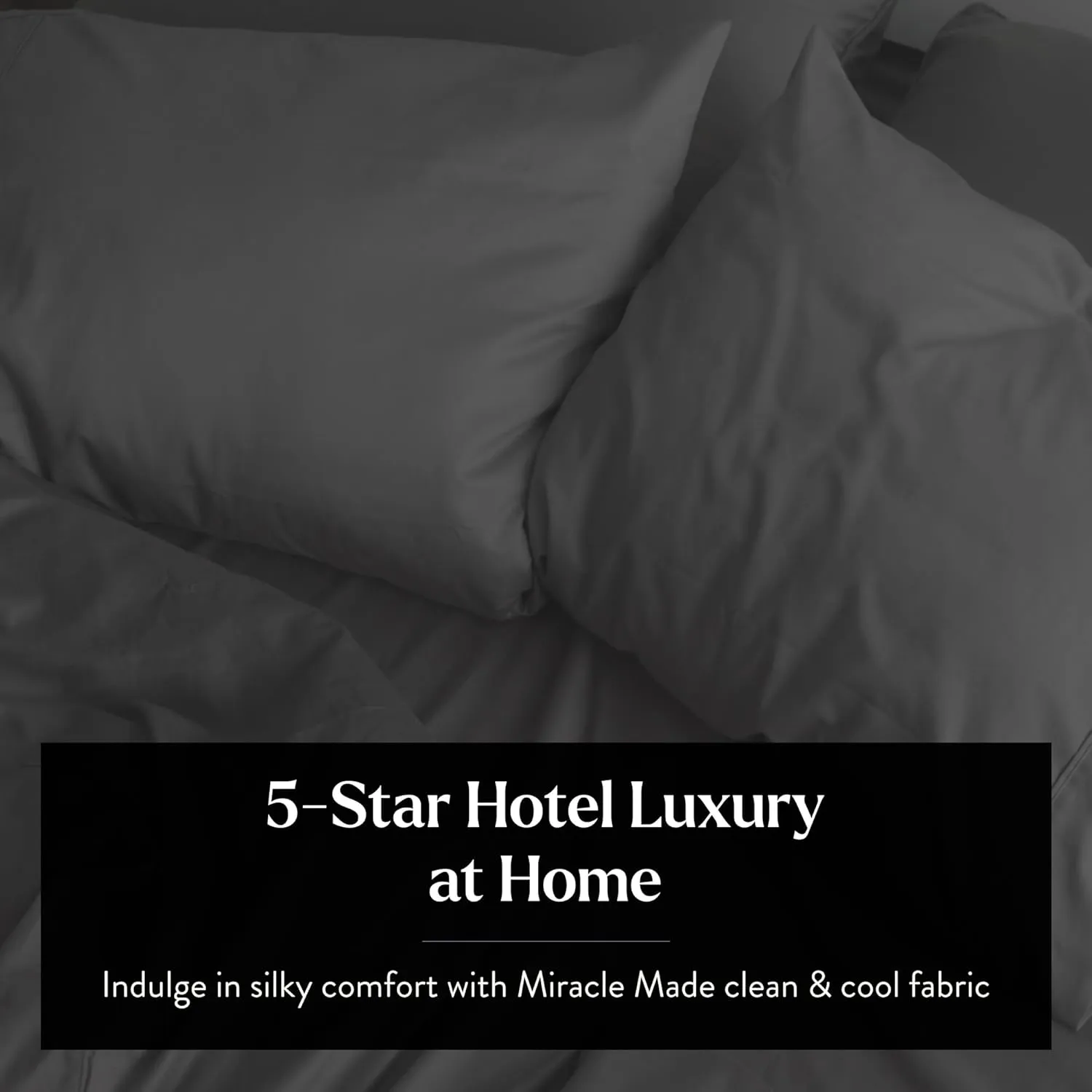 Miracle Made Luxe Cooling Bed Sheets - Charcoal - 4 Piece Silver Infused - 300-Thread-Count - Clean & Cool Full Size Bed Sheets for Sensitive Skin - Ultra-Breathable Bedding