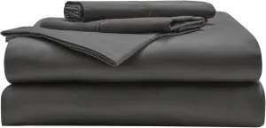 Miracle Made Luxe Cooling Bed Sheets - Charcoal - 4 Piece Silver Infused - 300-Thread-Count - Clean & Cool Full Size Bed Sheets for Sensitive Skin - Ultra-Breathable Bedding