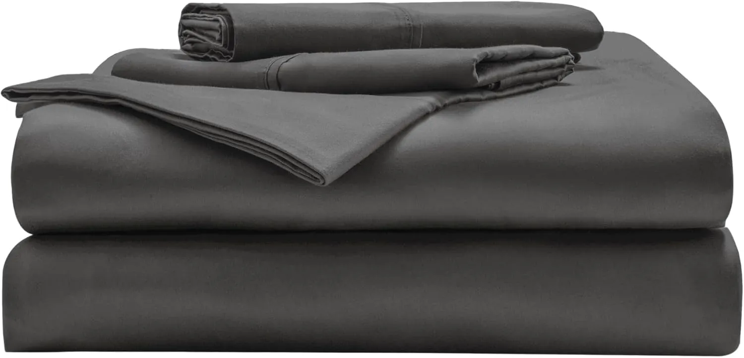 Miracle Made Luxe Cooling Bed Sheets - Charcoal - 4 Piece Silver Infused - 300-Thread-Count - Clean & Cool Full Size Bed Sheets for Sensitive Skin - Ultra-Breathable Bedding