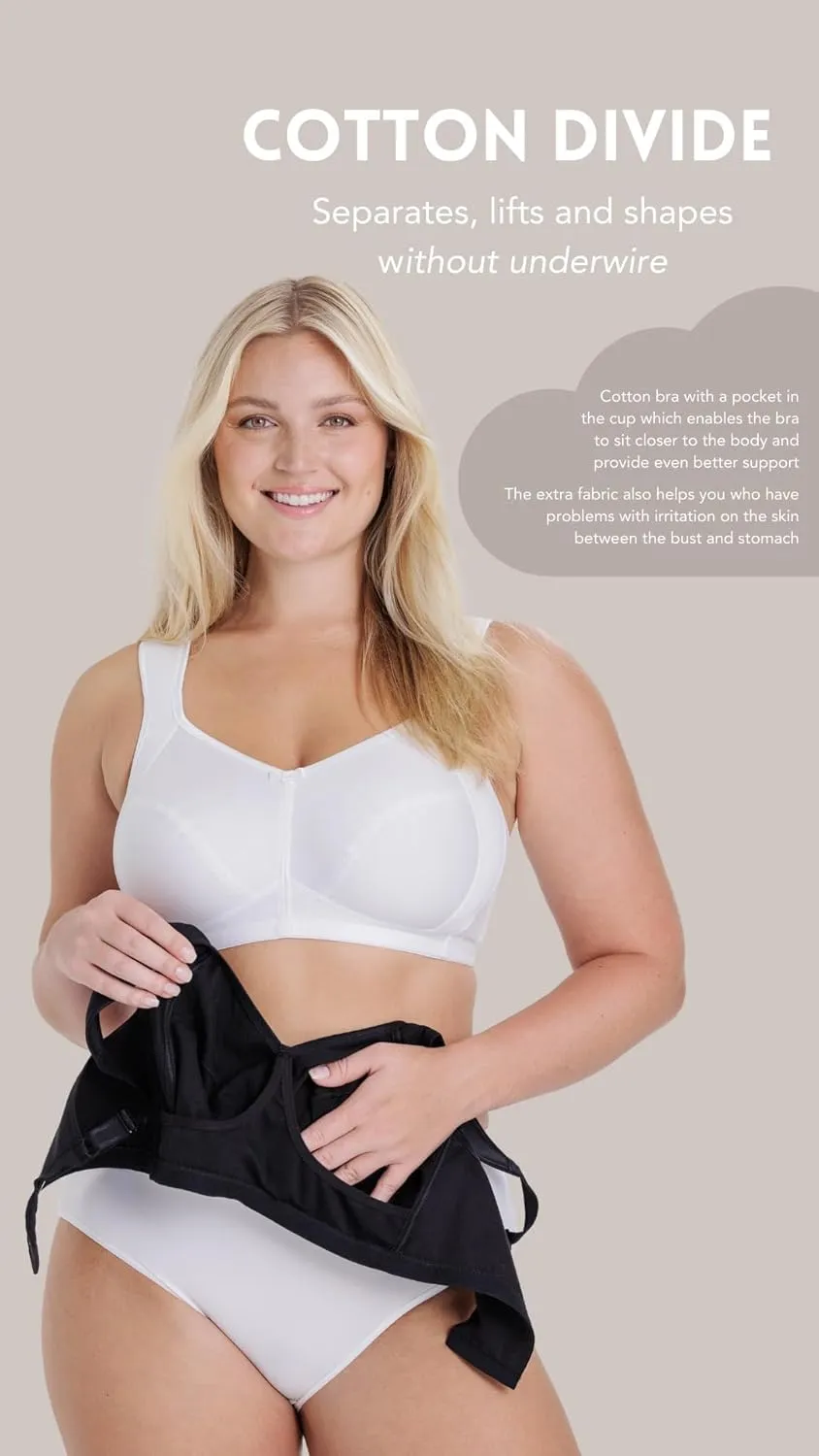 Miss Mary of Sweden Cotton Divide Non-Wired Bra – Skin-Relief Pocketed Design, Breathable Cotton, All-Day Comfort