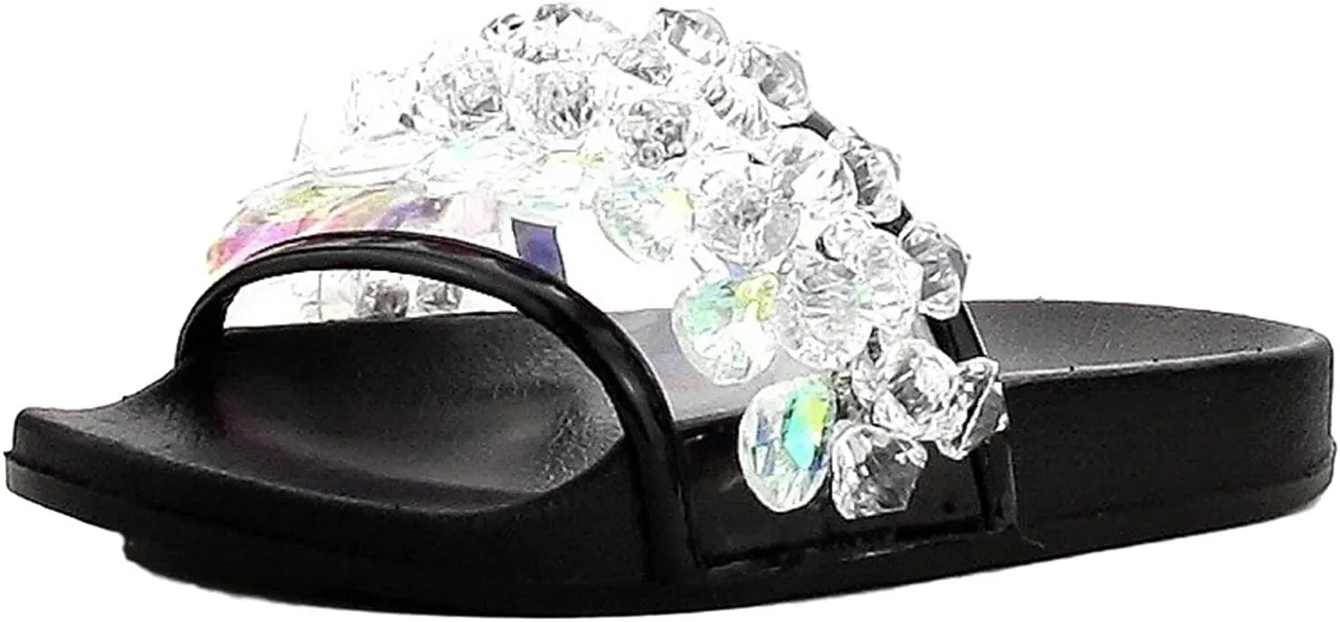 Moira-63 Christmas sale Sandals Embellished Open Black Expedited delivery Toe Slides Cape Crystal Robbin Mules