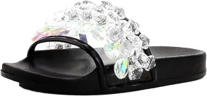 Moira-63 Christmas sale Sandals Embellished Open Black Expedited delivery Toe Slides Cape Crystal Robbin Mules
