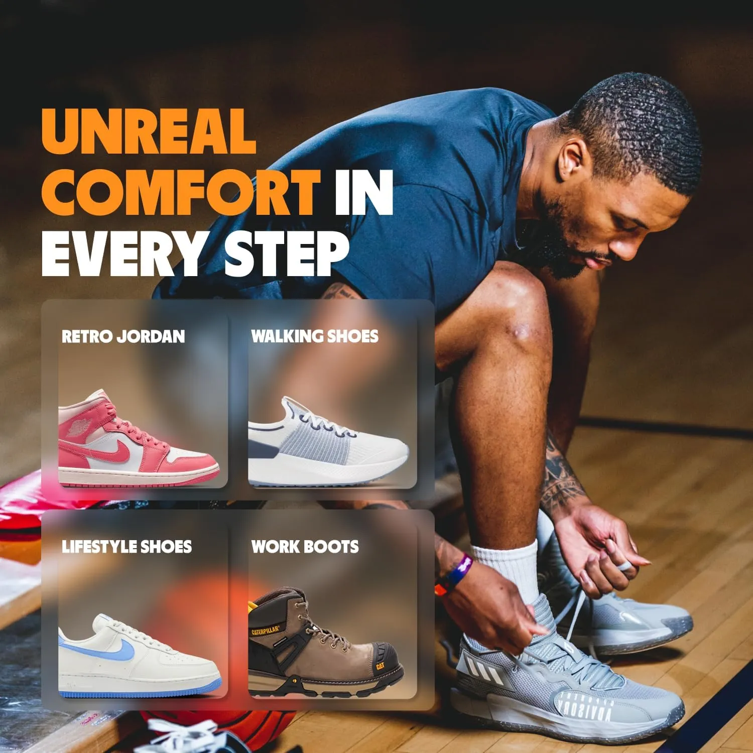 MOVE All Day Comfort Insole - Extra Plush Foam Insole for Stress Reduction on Feet, Knees, Back, Shock Absorbing, Walking, Foot Cushion, Comfort, Arch Support, and Work Boots (M13-13.5/WM14.5-15)