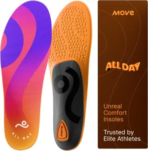 MOVE All Day Comfort Insole - Extra Plush Foam Insole for Stress Reduction on Feet, Knees, Back, Shock Absorbing, Walking, Foot Cushion, Comfort, Arch Support, and Work Boots (M13-13.5/WM14.5-15)