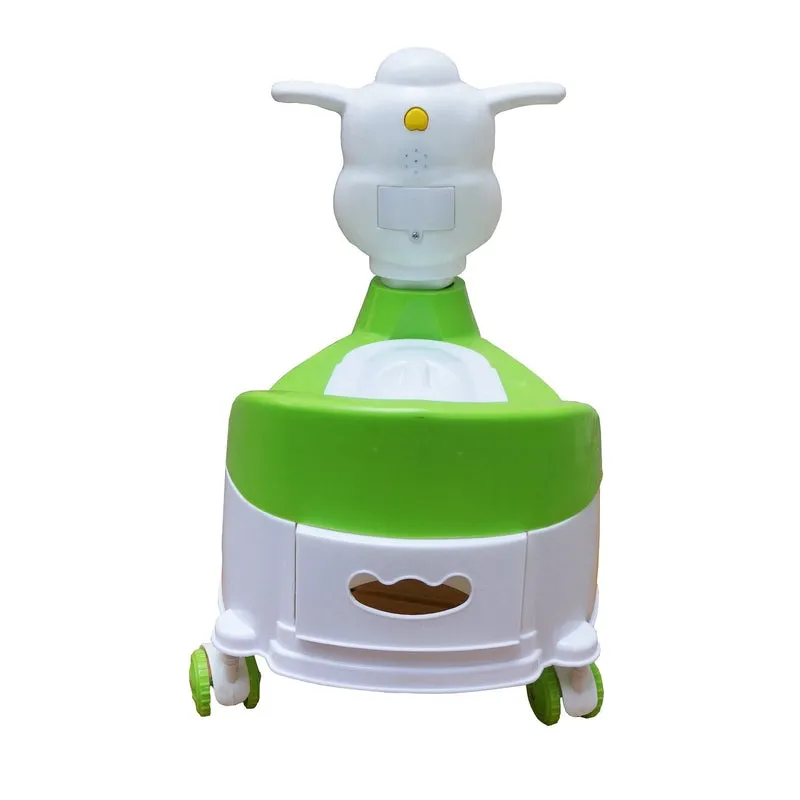 Musical Potty Training Seat - Green | Easy Grip Handles | Cow Scooter (9 Months - 1.5 Years))