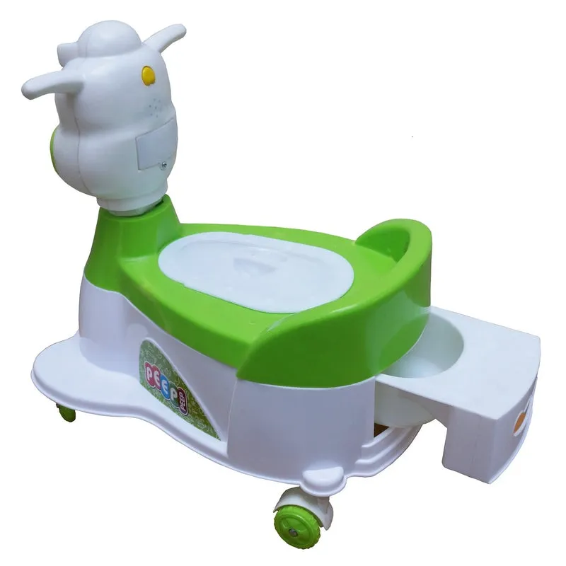 Musical Potty Training Seat - Green | Easy Grip Handles | Cow Scooter (9 Months - 1.5 Years))