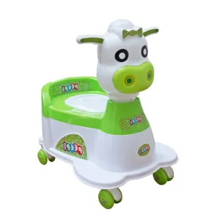 Musical Potty Training Seat - Green | Easy Grip Handles | Cow Scooter (9 Months - 1.5 Years))