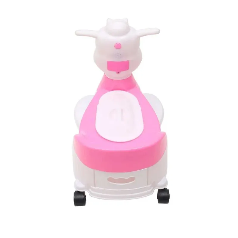 Musical Potty Training Seat - Pink | Easy Grip Handles | Cow Scooter (9 Months - 1.5 Years)