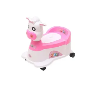 Musical Potty Training Seat - Pink | Easy Grip Handles | Cow Scooter (9 Months - 1.5 Years)