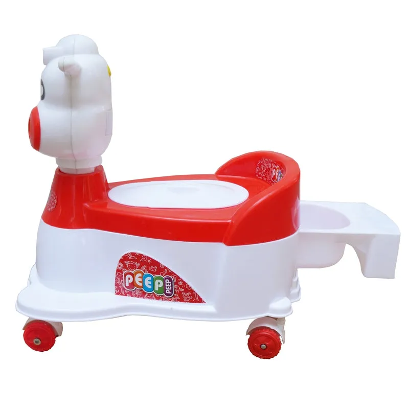 Musical Potty Training Seat - Red | Easy Grip Handles | Cow Scooter (9 Months - 1.5 Years))