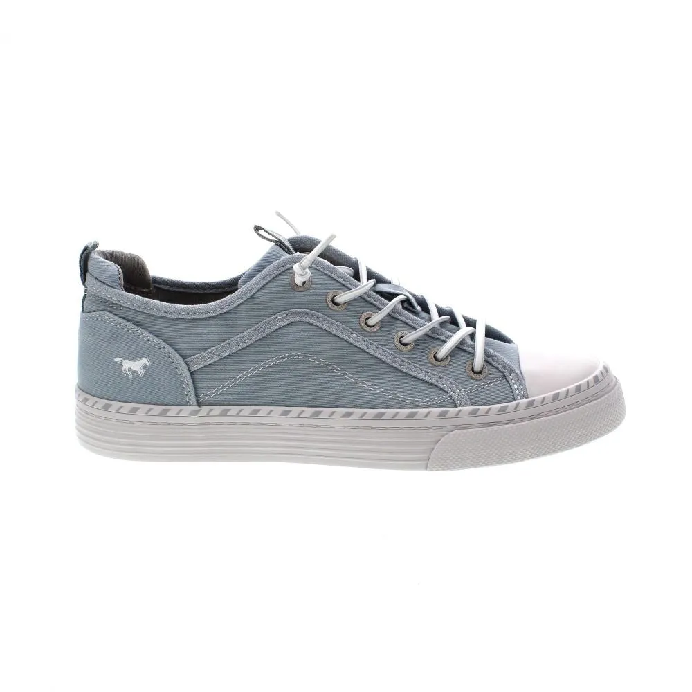 Mustang Florida 1376-308-832 Women's Elasticated Lace Canvas Pump Trainer Pastel Blue
