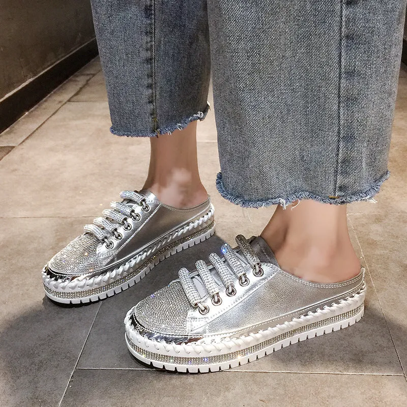 Nanccy Rhinestone Flat Bottom Casual Slippers