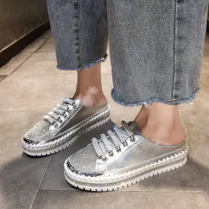Nanccy Rhinestone Flat Bottom Casual Slippers