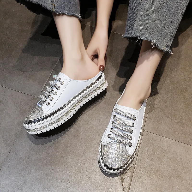 Nanccy Rhinestone Flat Bottom Casual Slippers