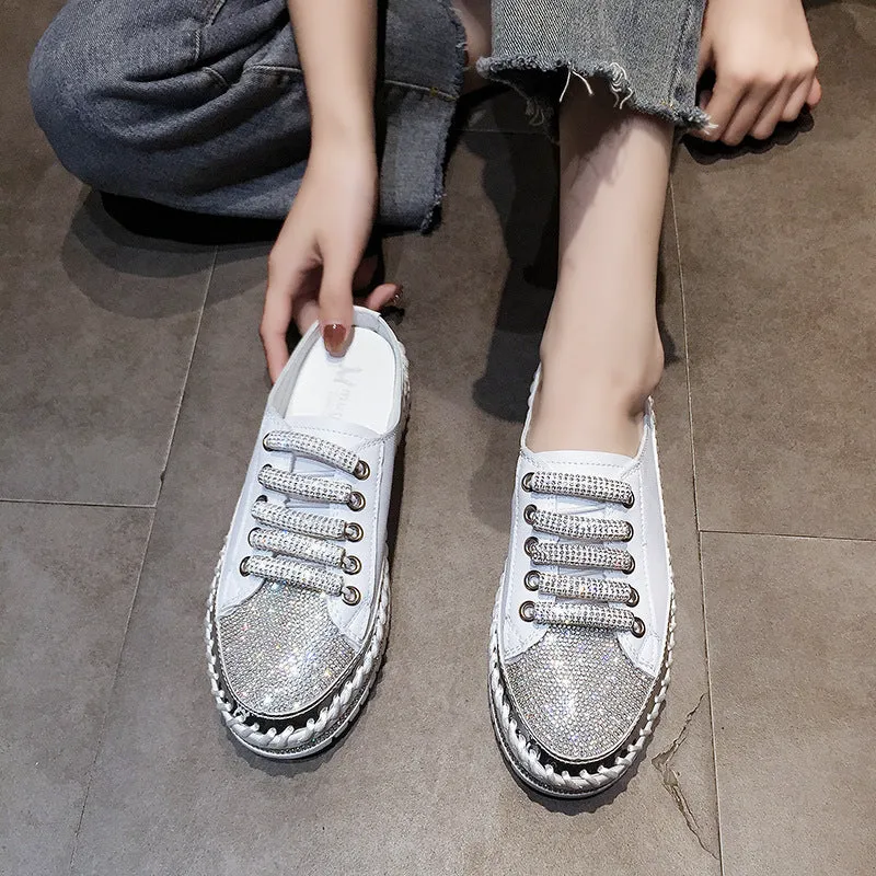 Nanccy Rhinestone Flat Bottom Casual Slippers