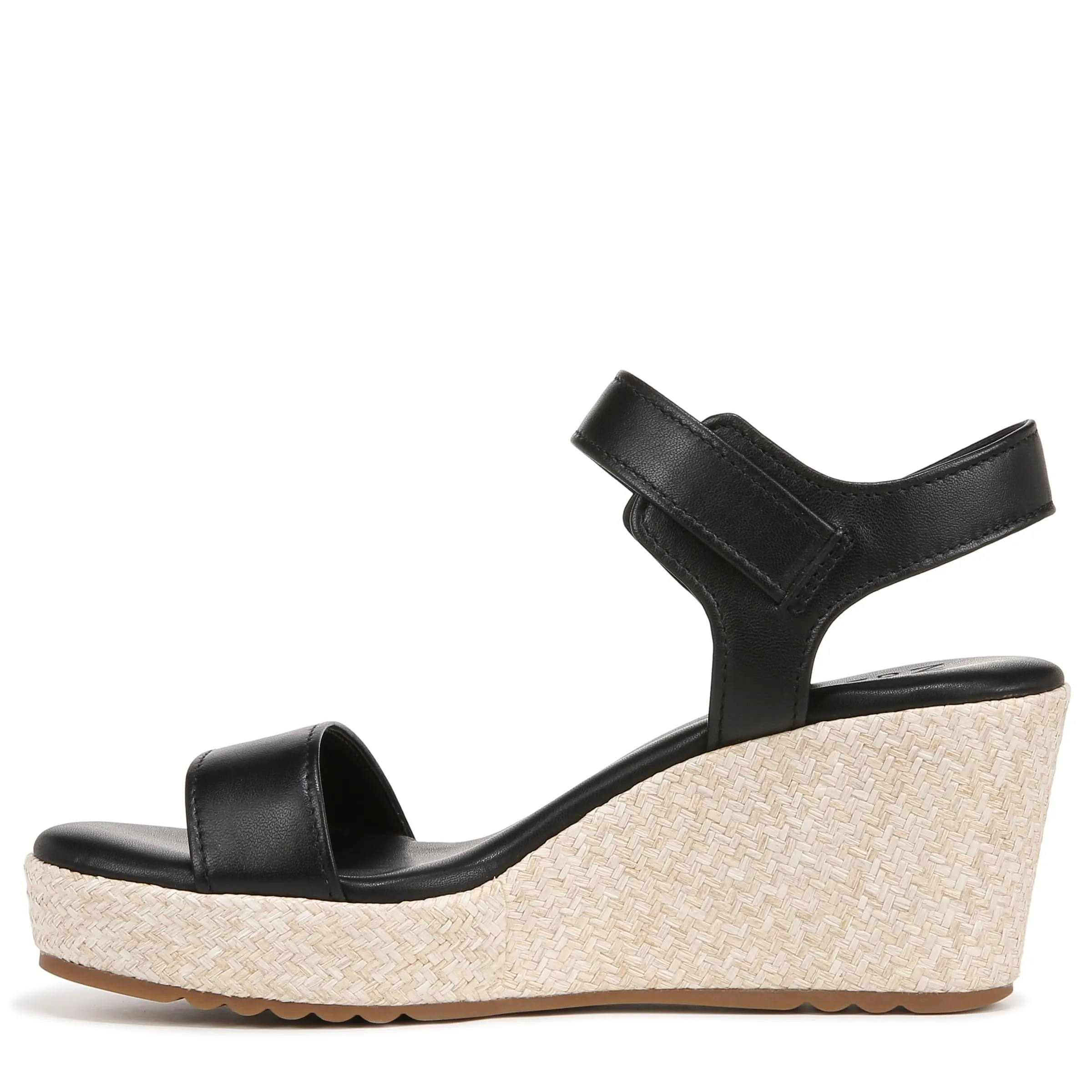 Naturalizer Womens Stella Open Toe Wedge Sandal Black Leather 11 M