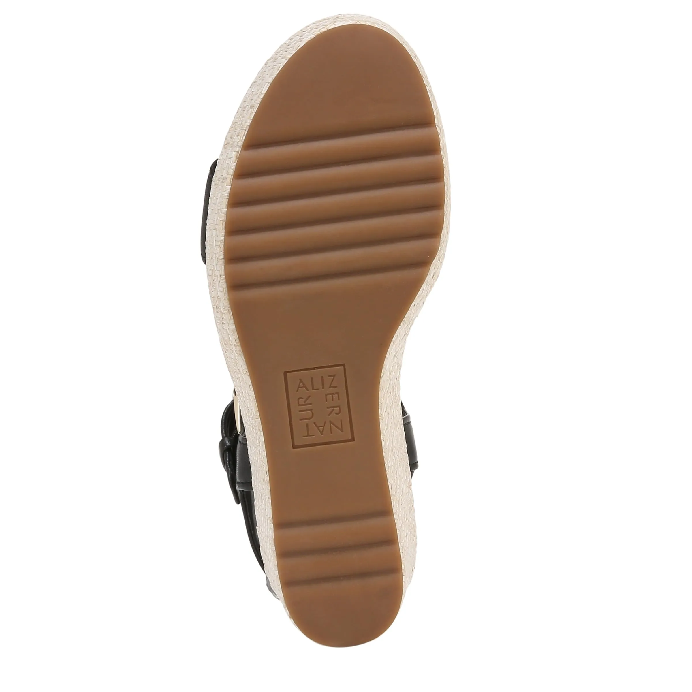 Naturalizer Womens Stella Open Toe Wedge Sandal Black Leather 11 M