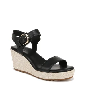 Naturalizer Womens Stella Open Toe Wedge Sandal Black Leather 11 M