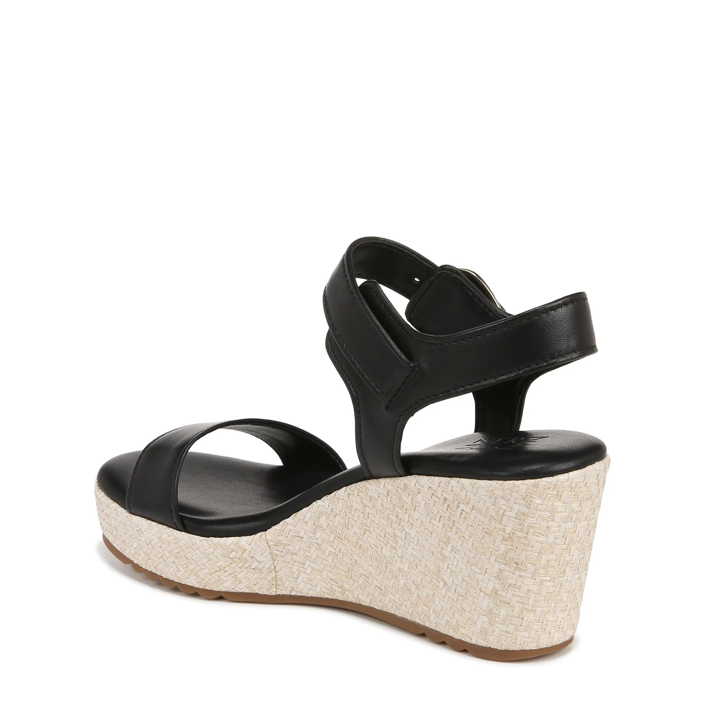 Naturalizer Womens Stella Open Toe Wedge Sandal Black Leather 11 M