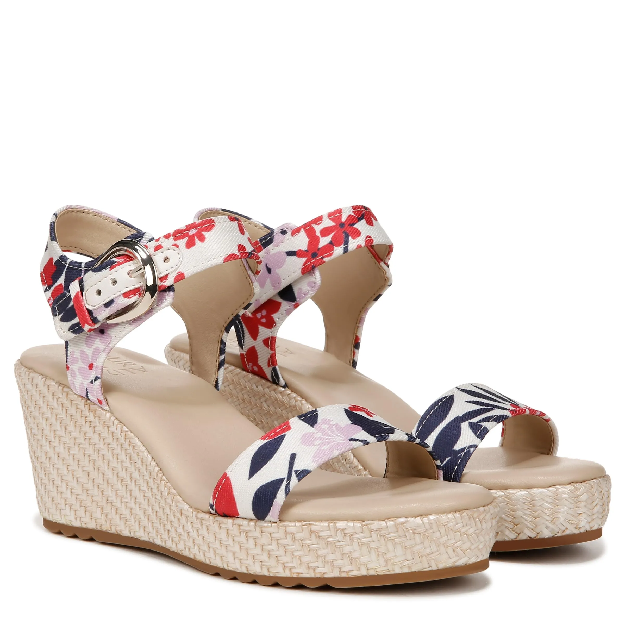 Naturalizer Womens Stella Open Toe Wedge Sandal Lilac Multi Floral 8.5 M