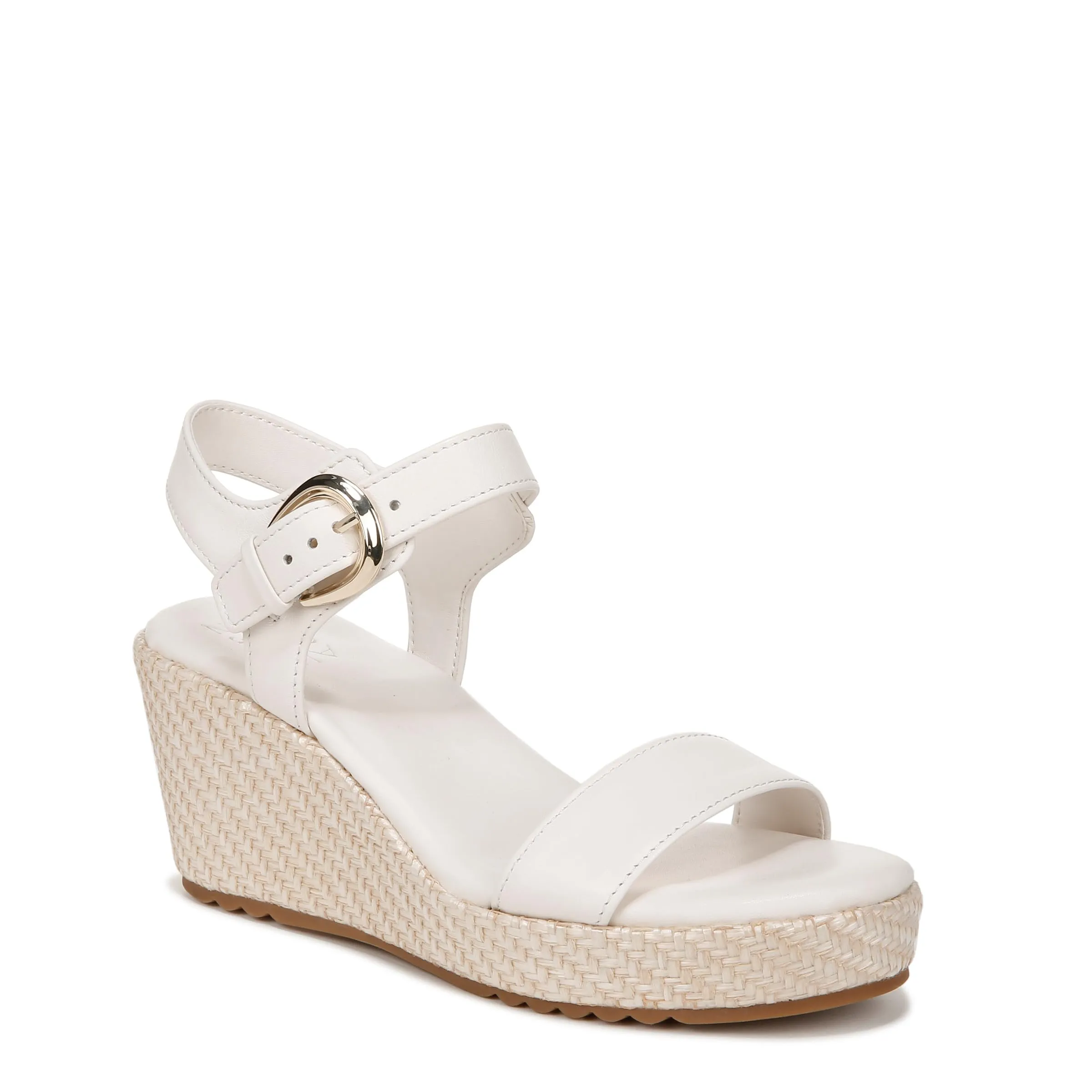 Naturalizer Womens Stella Open Toe Wedge Sandal Warm White Leather 9.5 W