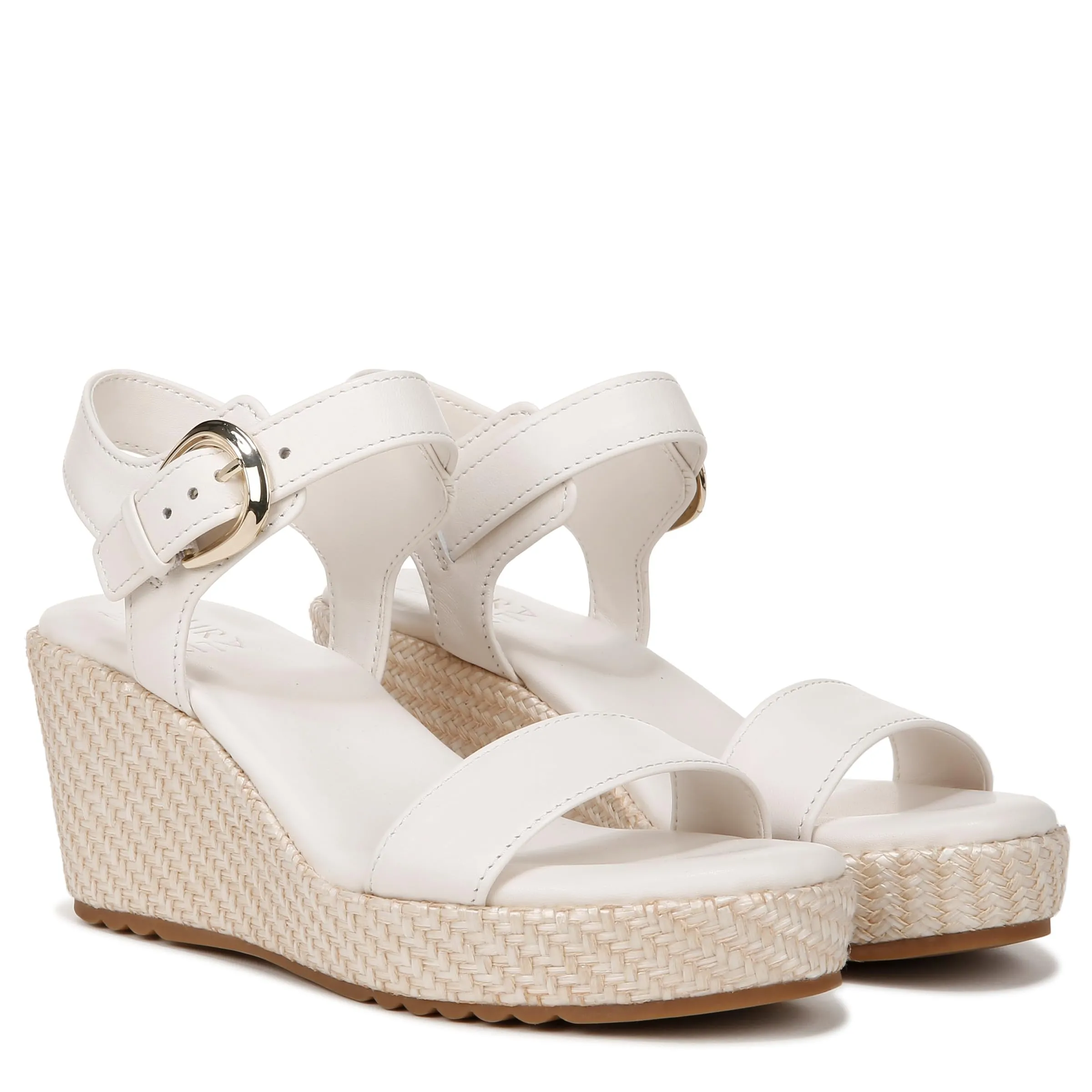Naturalizer Womens Stella Open Toe Wedge Sandal Warm White Leather 9.5 W