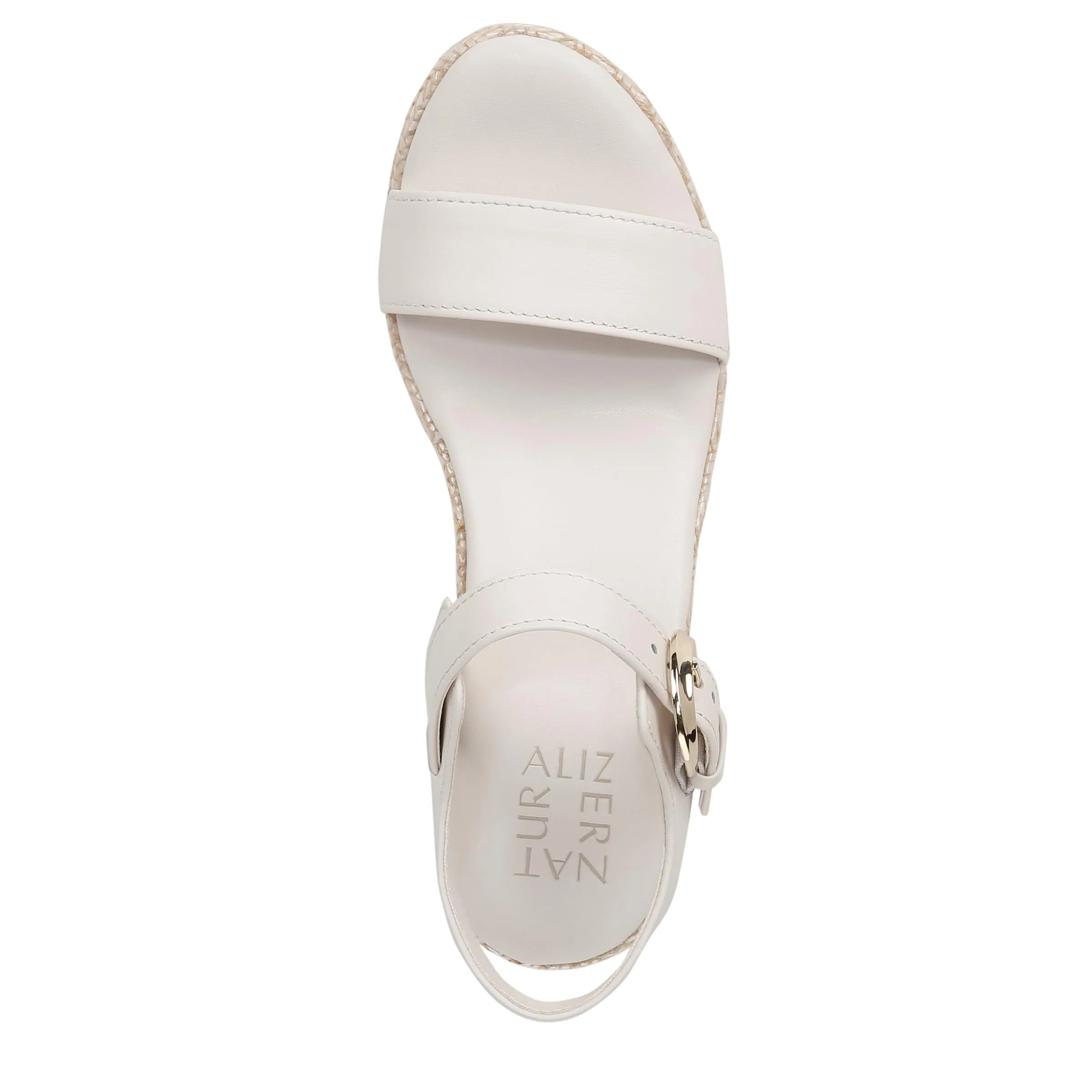 Naturalizer Womens Stella Open Toe Wedge Sandal Warm White Leather 9.5 W