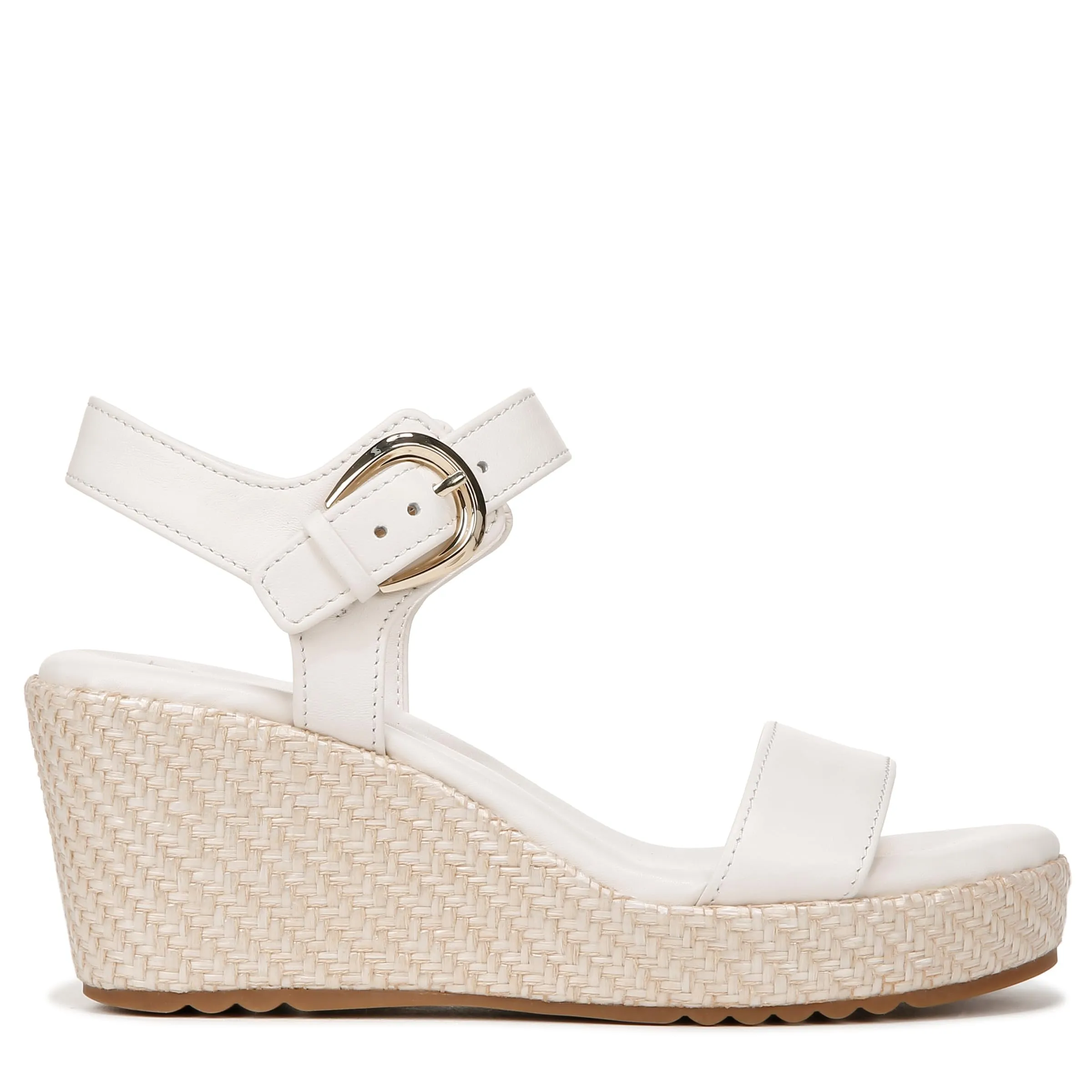 Naturalizer Womens Stella Open Toe Wedge Sandal Warm White Leather 9.5 W