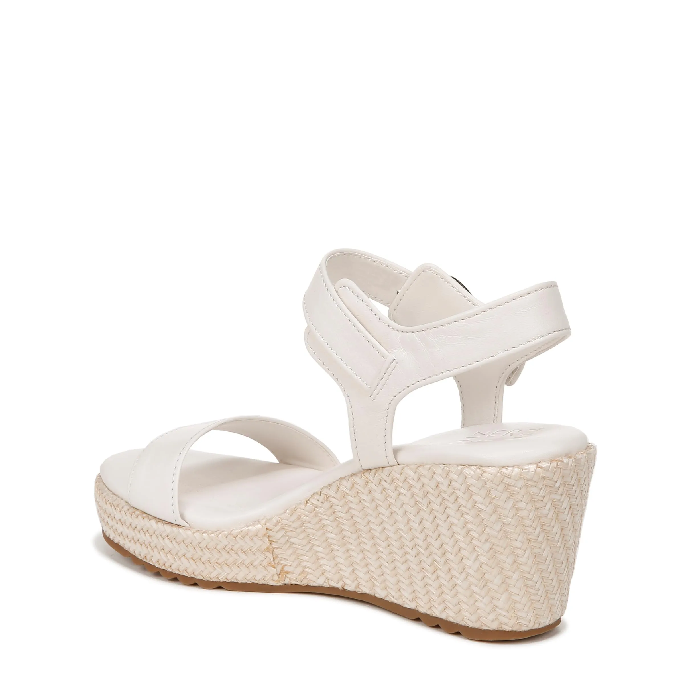 Naturalizer Womens Stella Open Toe Wedge Sandal Warm White Leather 9.5 W