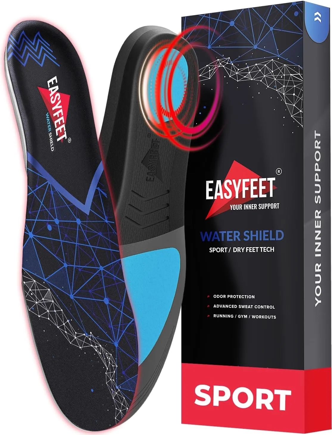 [New 2025] Orthotic Work Insoles - Work Boot Inserts for Standing All Day - Anti Fatigue Medium Arch Support Shoe Insoles Men Women Insert for Plantar Fasciitis - Flat Feet Leg Feet Pain Relief