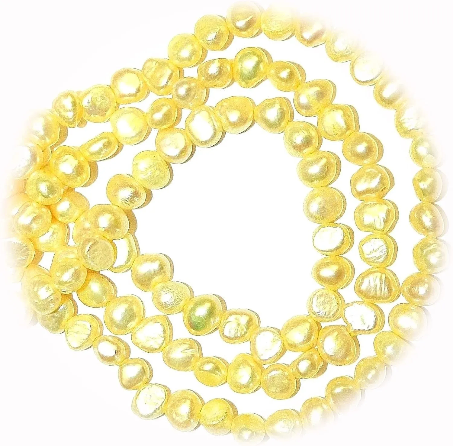 New Yellow 5mm - 6mm Flat Baroque Cultured Freshwater Pearl Gemstone Beads for DIY Crafts and Jewelry Making TRE-4115HUNTTT