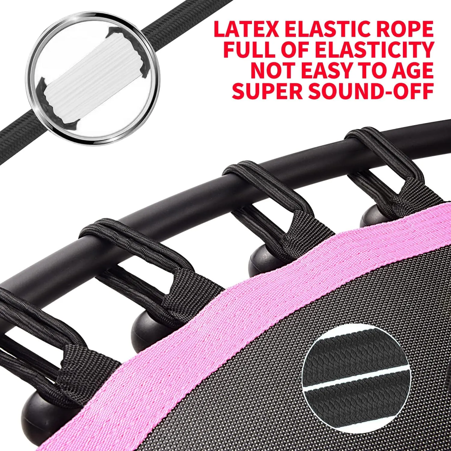 Newan 40"-48" Silent Mini Trampoline Fitness Trampoline Bungee Rebounder Jumping Cardio Trainer Workout for Adults-Max Limit 330lbs