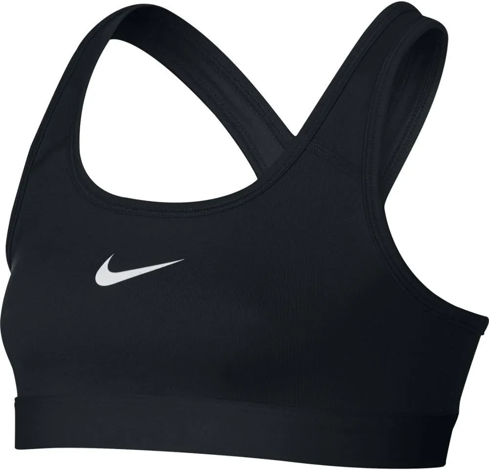 Nike Kids Girl's Pro Medium Support Sports Bra (Little Kids/Big Kids) Black/Black/White MD (10-12 Big Kids)