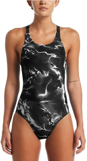 Nike Women's Hydrastrong Lightning Fastback One Piece, Black - 28