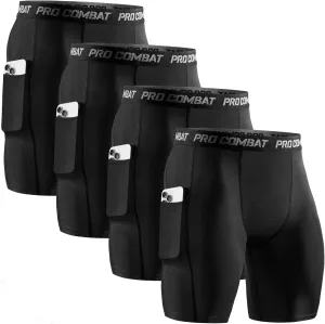 Niksa 2/4 Pack Compression Shorts Men with Pocket, Spandex Running Shorts Sport Athletic Workout Performance Underwear