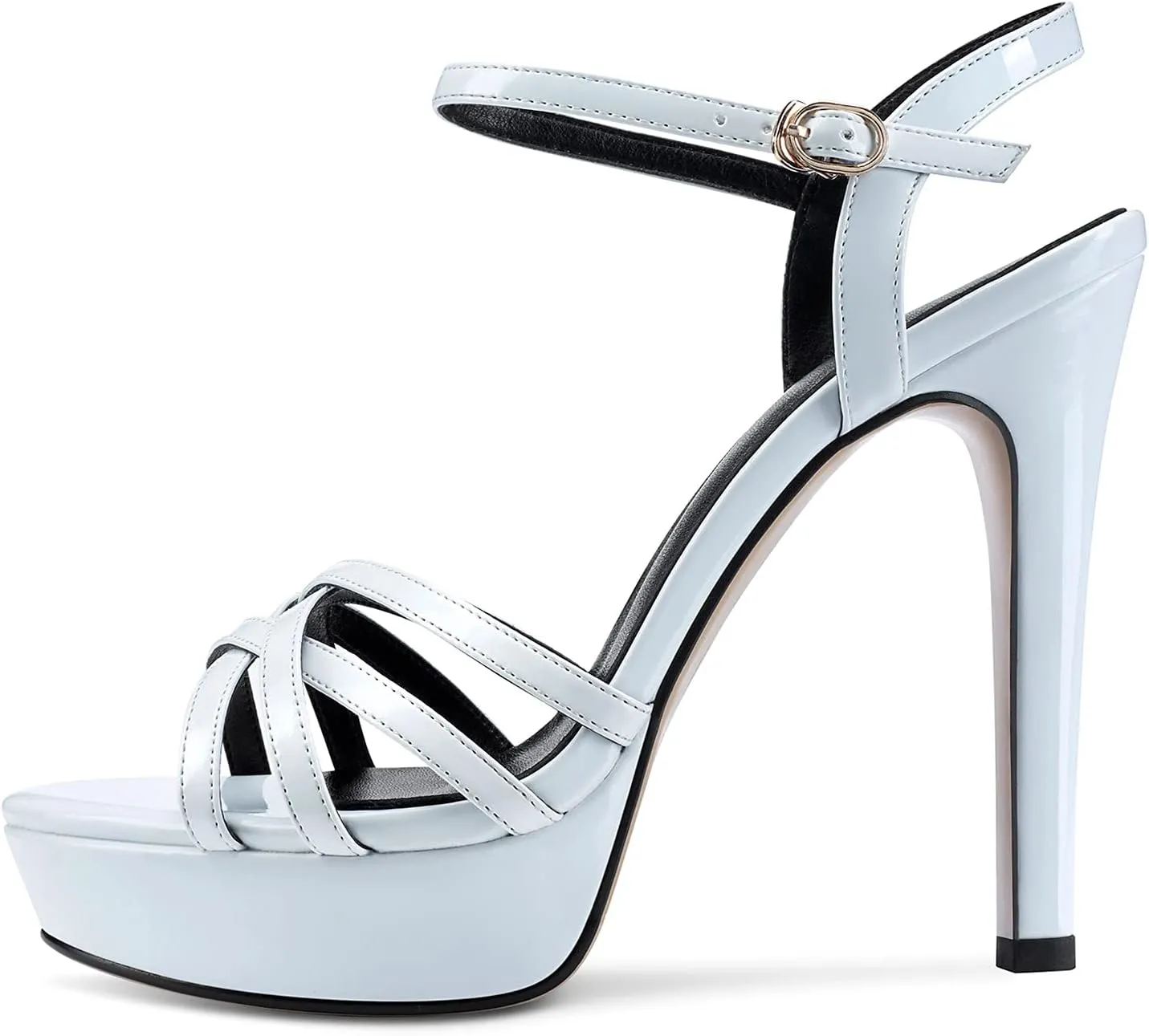 NobleOnly Women's High Heels Platform Roman Slingback Ankle Strap Sandals Open-Toe Stilettos Sandal 5" Heel Bassic Shoes