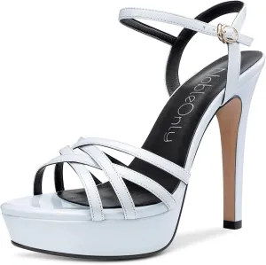 NobleOnly Women's High Heels Platform Roman Slingback Ankle Strap Sandals Open-Toe Stilettos Sandal 5" Heel Bassic Shoes