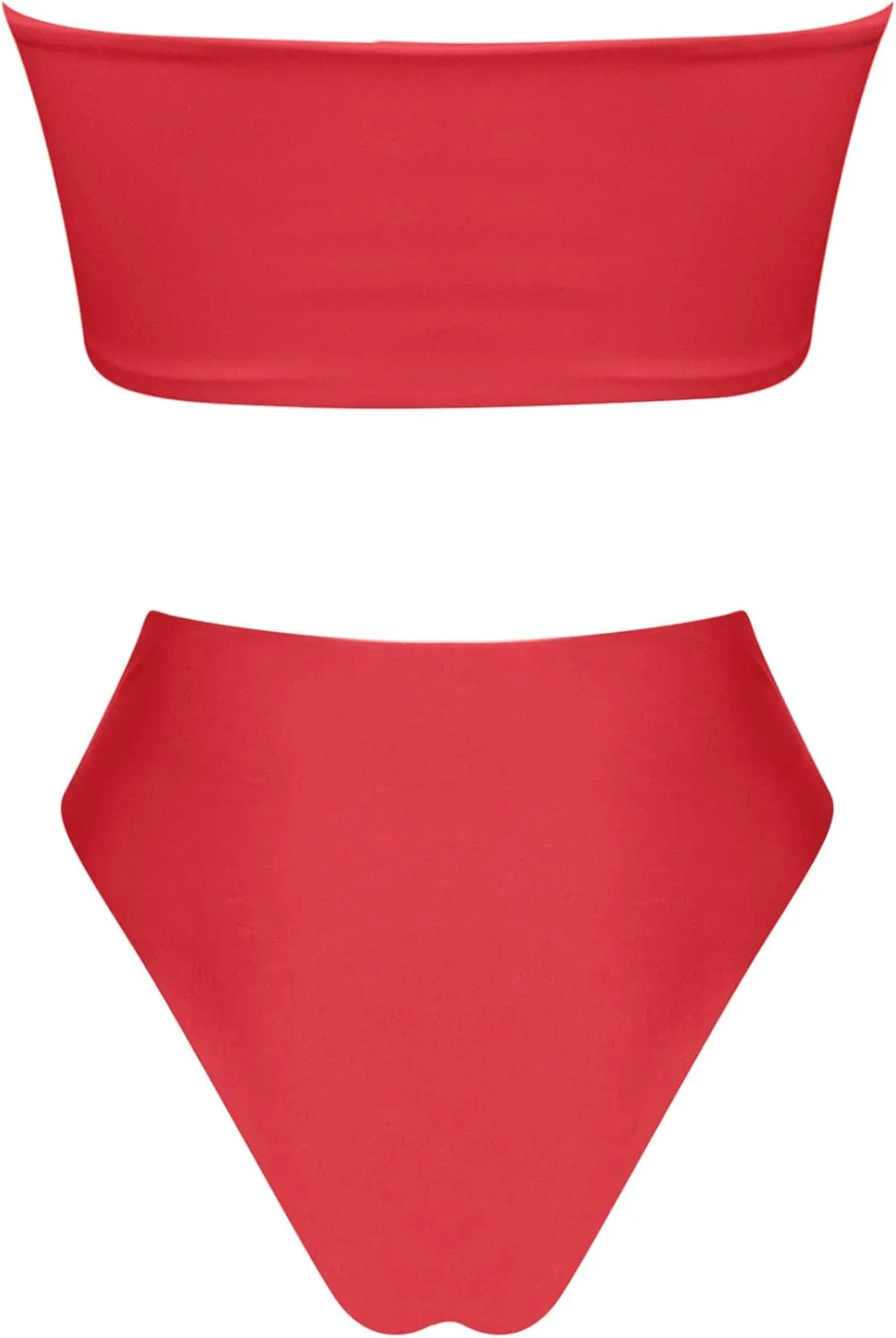 OMKAGI Women's 2 Pieces Bandeau Bikini Swimsuits Off Shoulder High Waist Bathing Suit High Cut